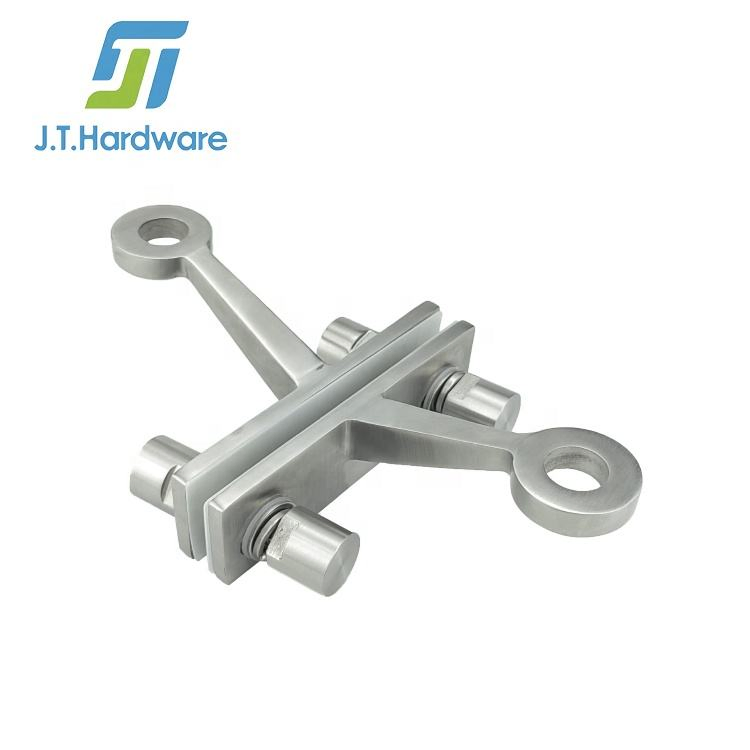 Stainless Steel Fin Wall Mounted Curtainwalls Glass Spider Clamp with Double Way Rib Arms