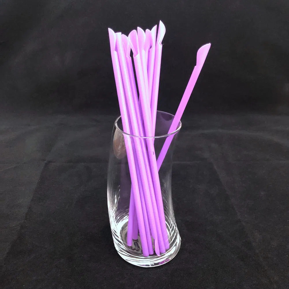 200CT Packed 8" Purple Unwrapped Snow Cone Spoon Straw Assorted Bright Colors for Shaved Ice