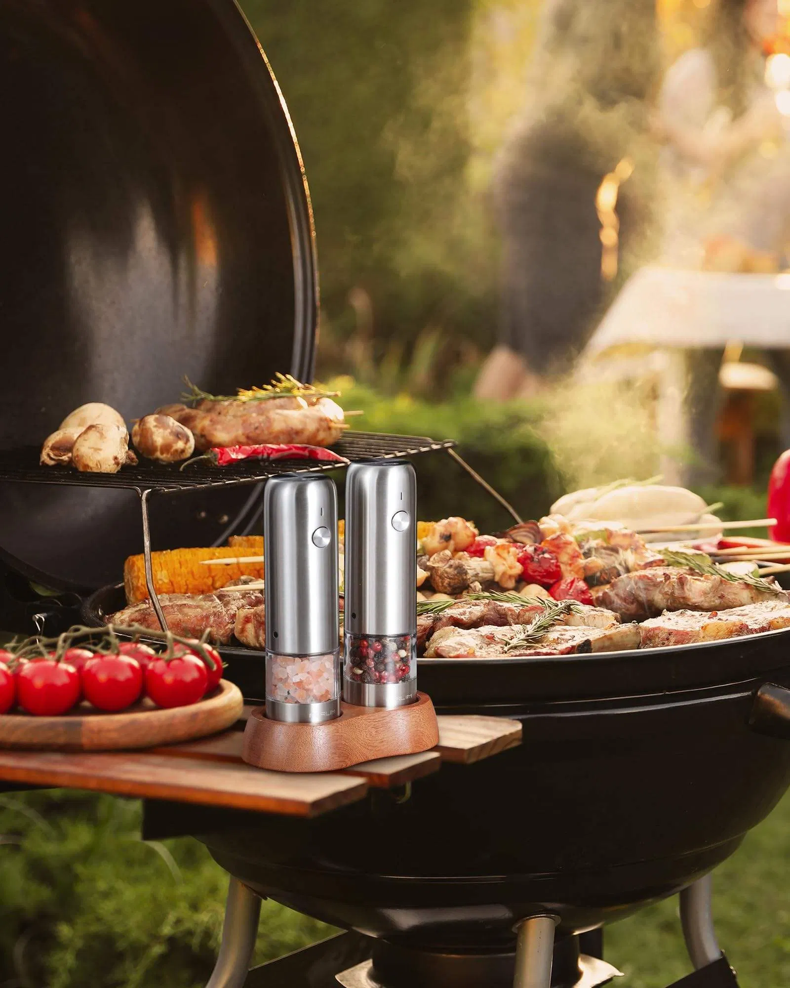 Stainless Steel Rechargeable Electric Pepper and Salt Grinder Set