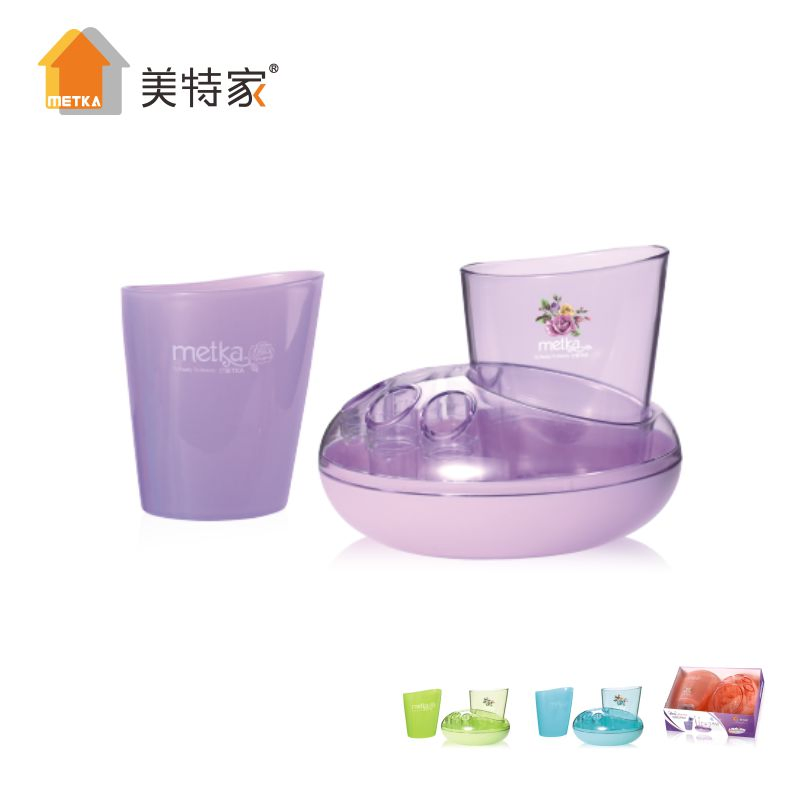 6215 Rosary Oval Three-Piece Toothbrush Holder Set Bathroom Fitting Water Mug (5 holes) (2 cups)