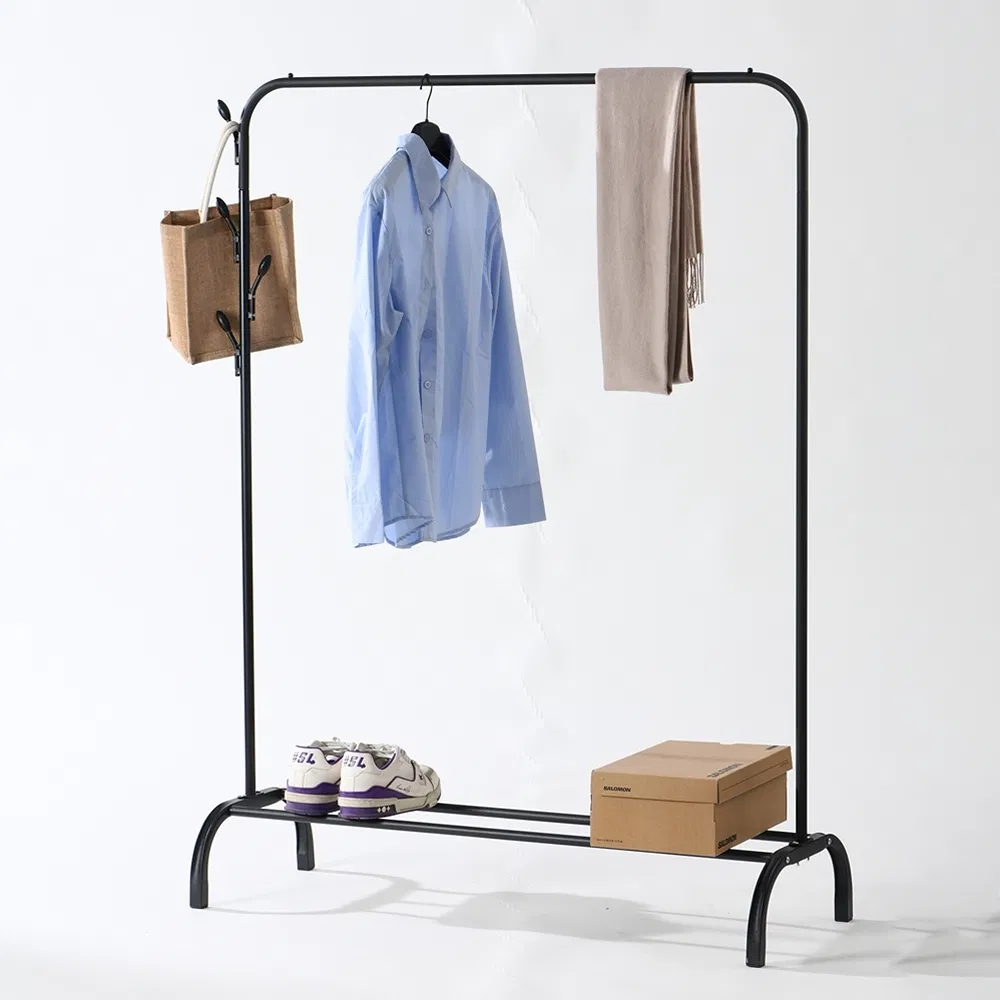 Commercial Heavy-Load Single Rod Steel Pipe Clothes Rack for Retail