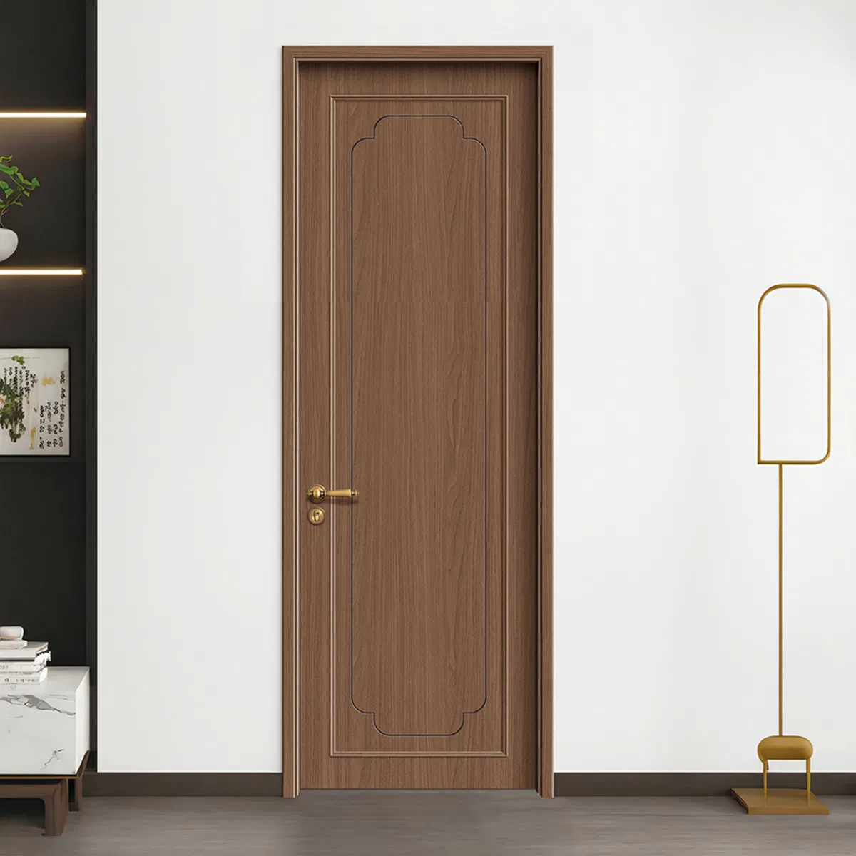 China Factory Customized Wooden Interior Door Solid Wood Entrance Wooden Door Hotel Hospital Interior Bedroom Kitchen Bathroom Commercial Projects
