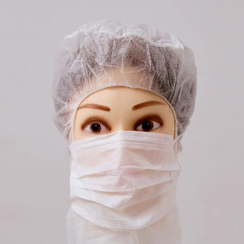 Disposable Blue Bouffant Cap, Balaclava Cap Elastic Hood with Face Mask, Protective Type, Suitable for Medical Nursing, Food Industry