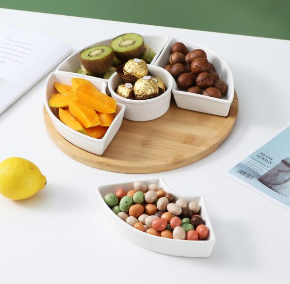 Ceramic Dessert Plate Divided Plate Snack Serving Tray Party Dish