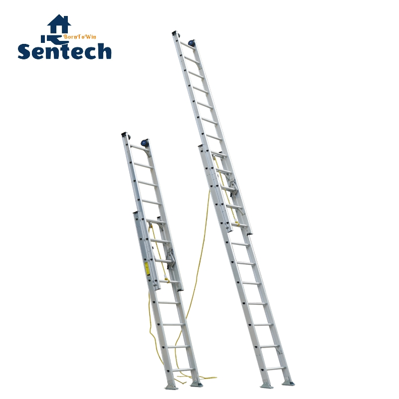 Top Quality Rope System 250kg ANSI 375lbs Aluminum Extension Ladder for Industrial 2*8 Steps