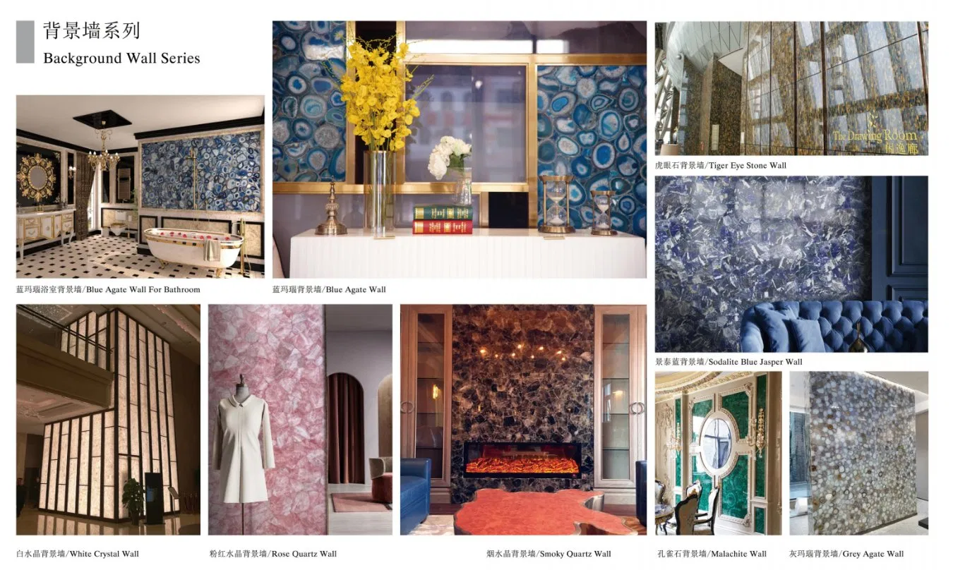 Wayon Semi Precious Stone Board/Crystal/Agate High Gloss and Transparency Luxurious Background Wall