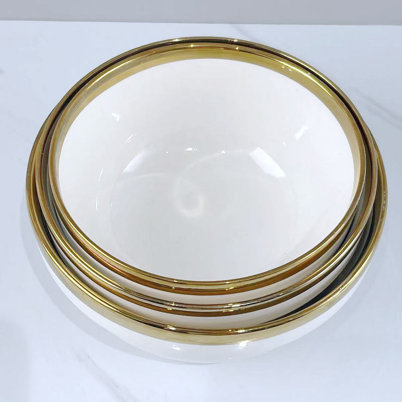 4/5/6/7/8 Inch Hb Bowl with Golden Line Porcelain Ceramics Tableware