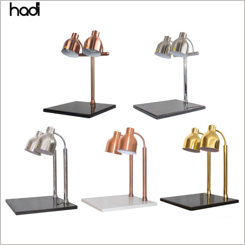 HD 500W Restaurant Hotel Supplies Stainless Steel Copper Table Lamp with Black Marble Base Keep Warm Catering Buffet Light