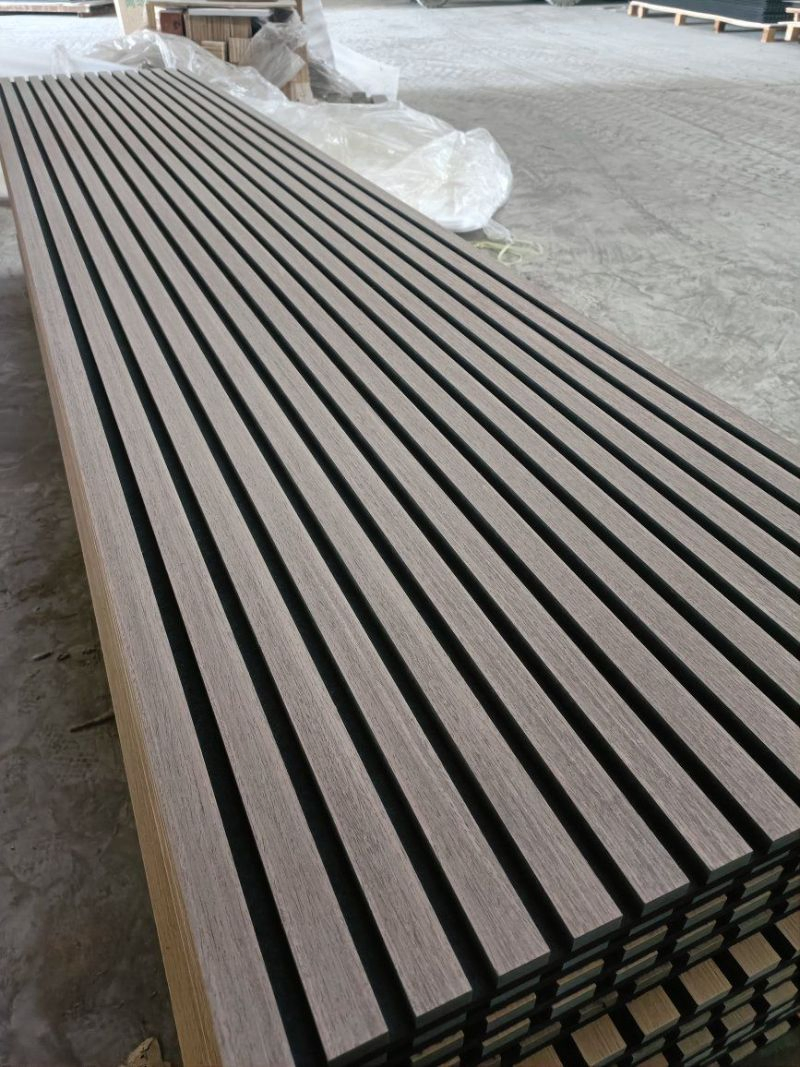 3D Soundproof Fluted Decorative Panels MDF Polyester Fiber Acoustic Wood Slat Wall Panel