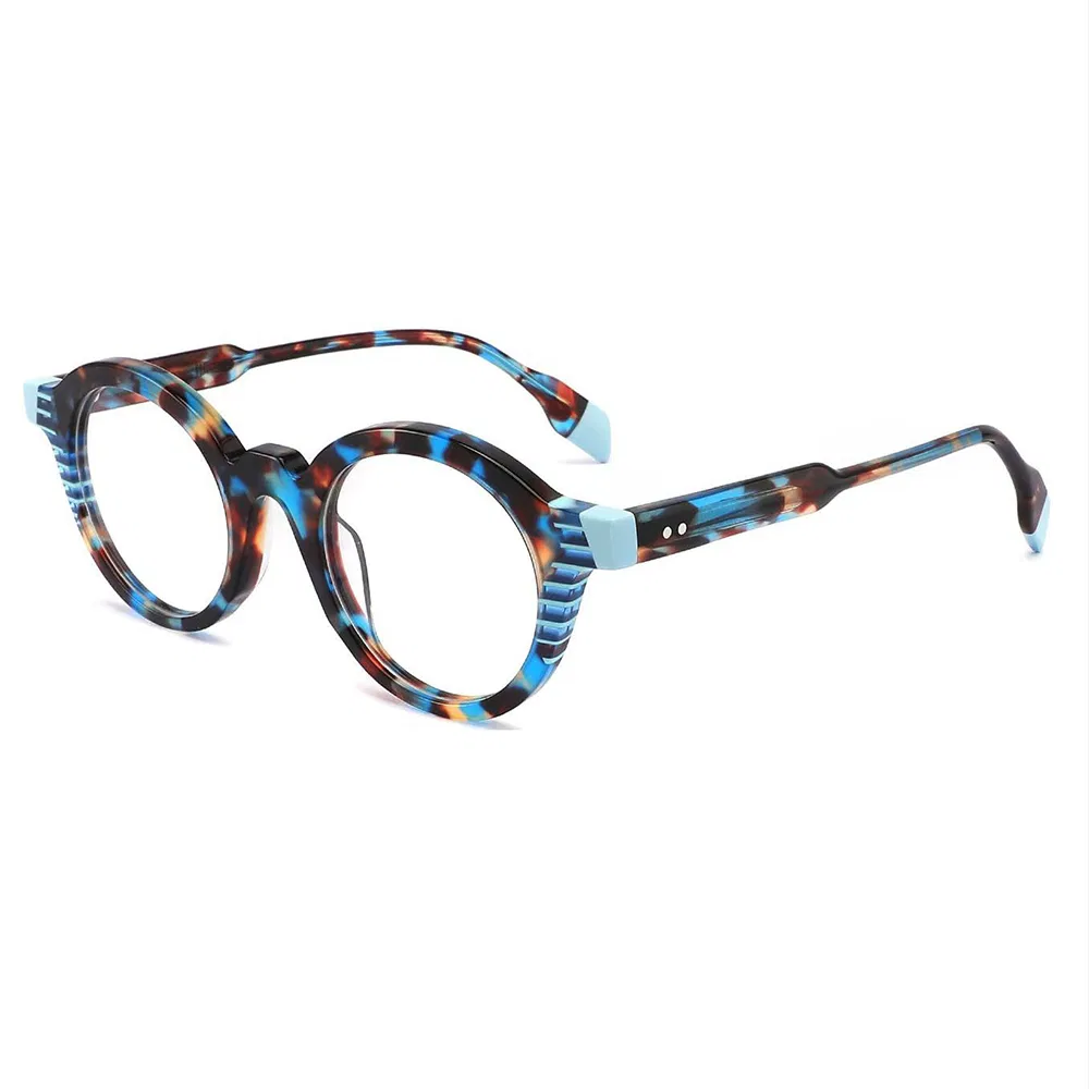 Multicolor Marble Round Frame Custom Fashion Acetate Anti-Blue Light Myopia Reading 1143 Optical Glasses