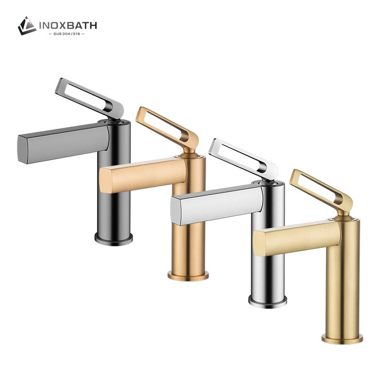 Bathroom Mixer Wash Sink Tap Single Hole Stainless Steel Handle Basin Faucet