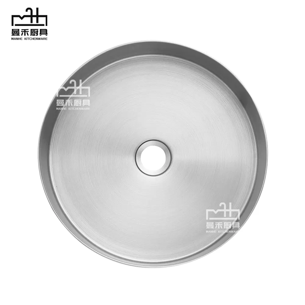 Customized Luxury Single Bowl Bathroom Sink Round Stainless Steel 304 Basin Sink Brushed