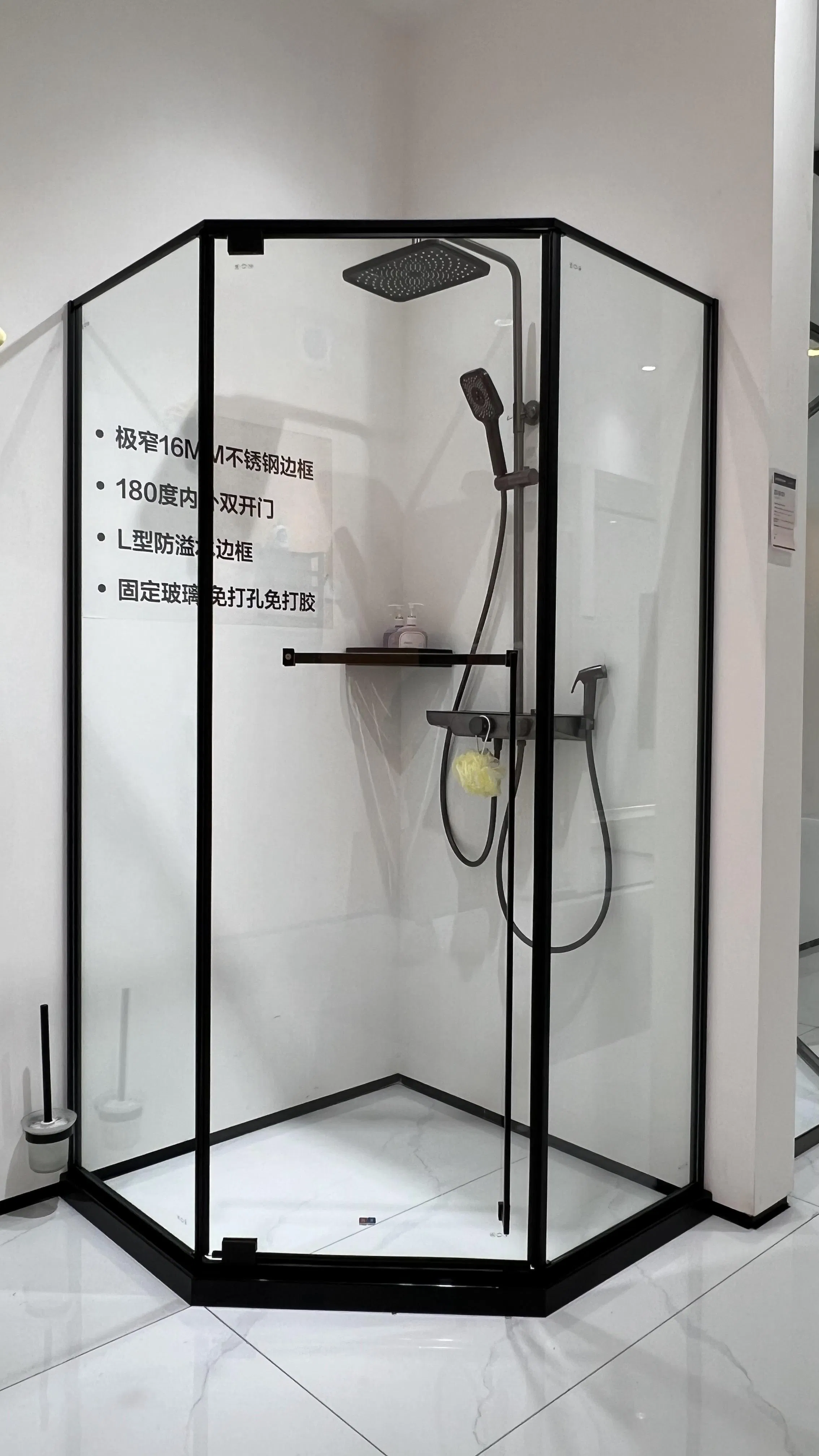 Customized Swing Corner Shower Door with Tempered Glass for Hotel and Villa