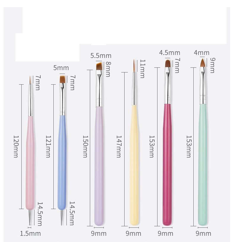 Amazon Hot Selling Macaroon Candy Color Wooden Pole Double Head Nail Gel Brush for Nail Art Manicure