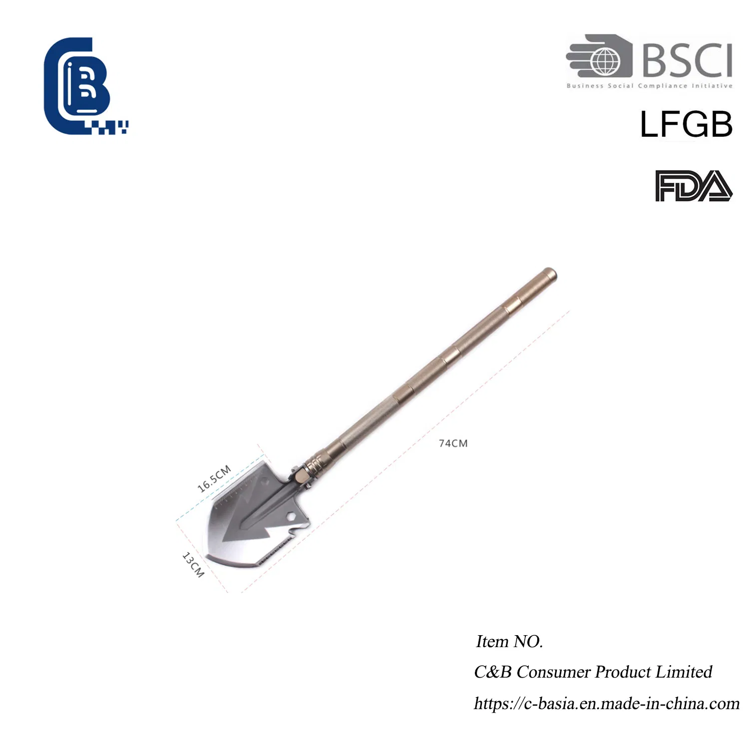 Stainless Steel Outdoor Folding Shovel, Survival Folding Portable Camping Shovel