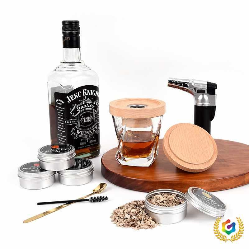 Custom Logo Whiskey Cocktail Smoker Kit with Torch 4 Flavor Wood Chips for Sale