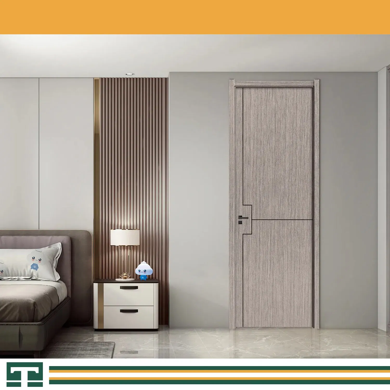 Modern Interior Room Main High Quality Hotel Paint Finished Wooden Solid Wood MDF WPC PVC Soundproof Sliding Double Exterior Carbon Crystal Timber House Door