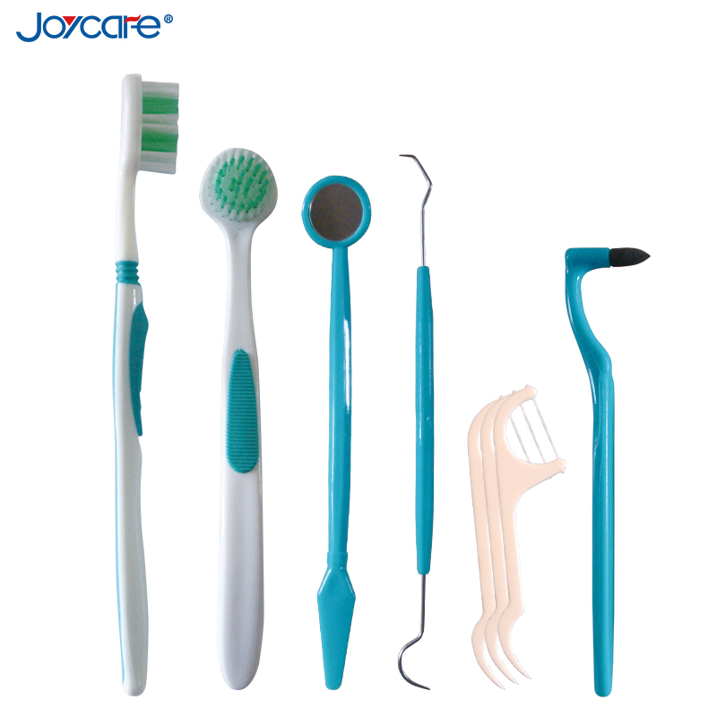 Personlized Logo Printing Teeth Care Products Dental Kit Brush/Scraper/Floss/Probe/Mouth Mirror/Eraser Orthodontic Kit