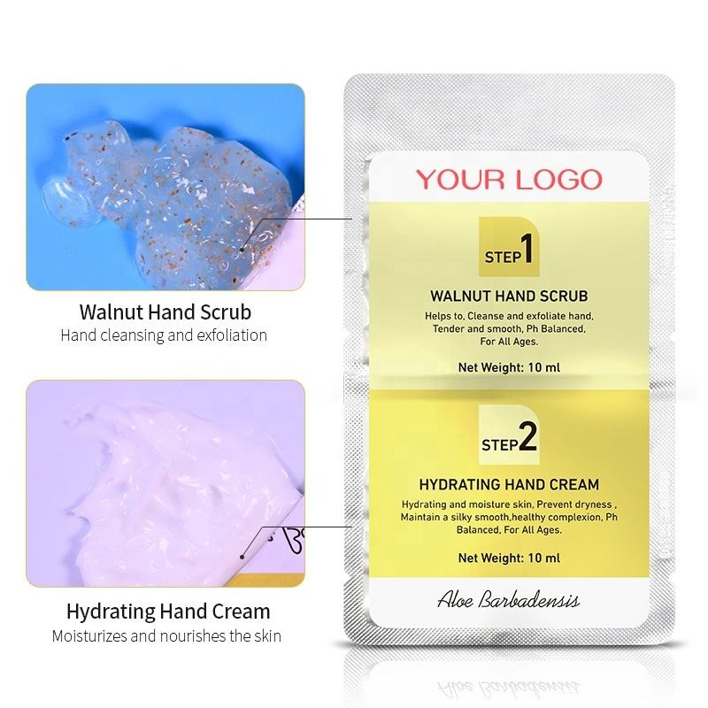 Hand Cream and Scrub Moisturizing Whitening 2 in 1 Sample Bag Facial Cream and Facial Serum Custom Logo