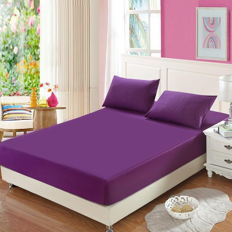 100% Cotton Mattress Protector Cover Soft Breathable Solid Color Single Double Fitted Bed Sheet with Elastic Band