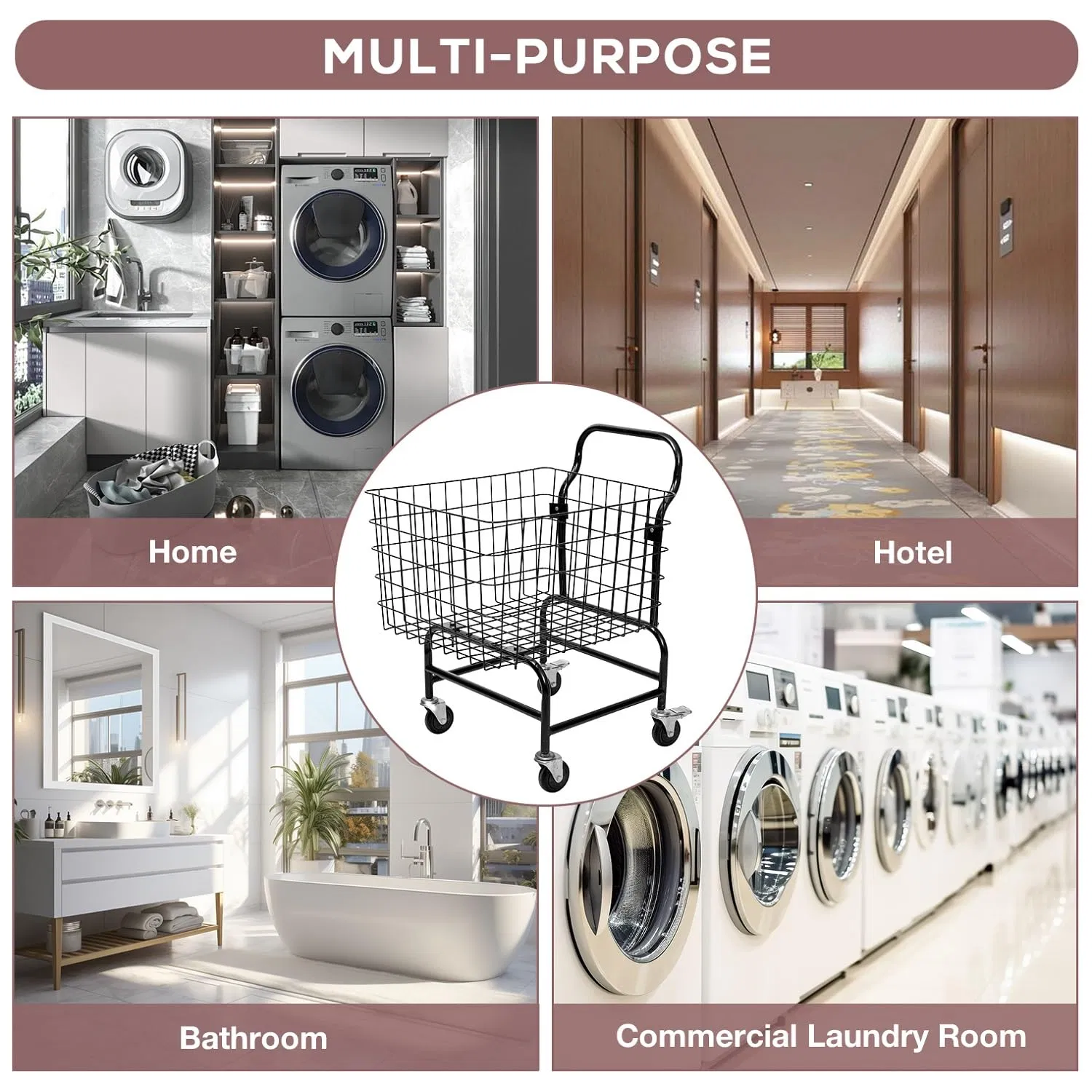 Laundry Cart Can Be Used for Shopping, Laundry Carts with Wheels