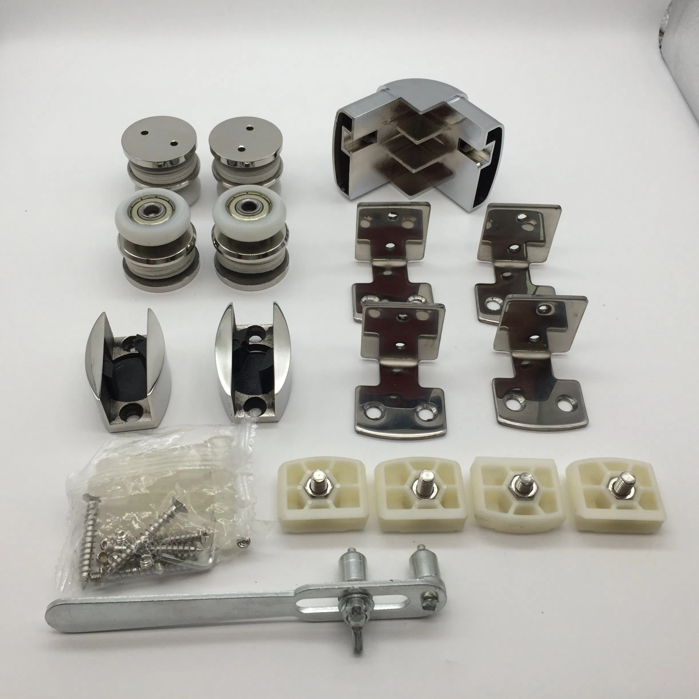 Polish Stainless Steel 90 Degree Sliding Shower Door System Fitting Kits