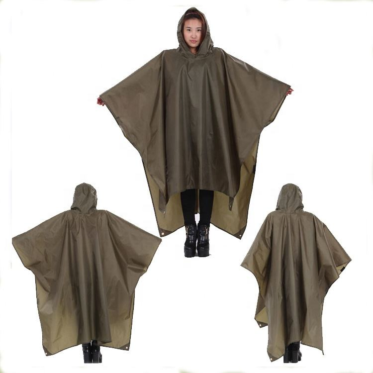 Rain Poncho with Adjustable Drawstring Hood for Motorcycle
