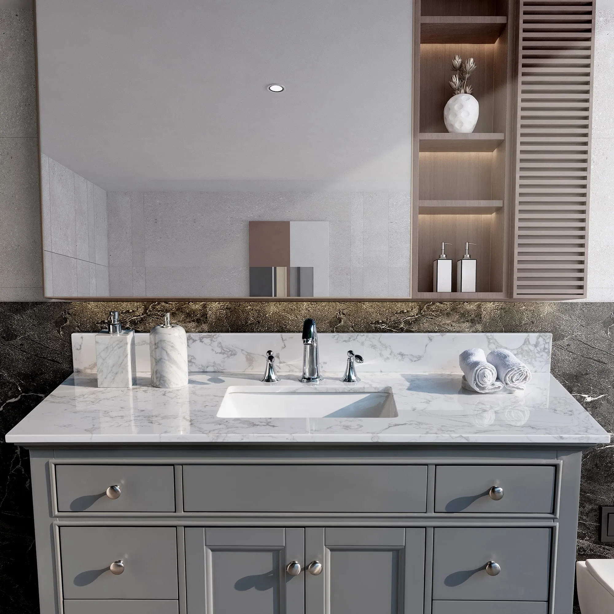 Quartz Countertops White Marble Artificial Marble Countertop Vanity Top Integrated Sink Granite Carving Granite Countertop Tile Kitchen Countertop Steel Top