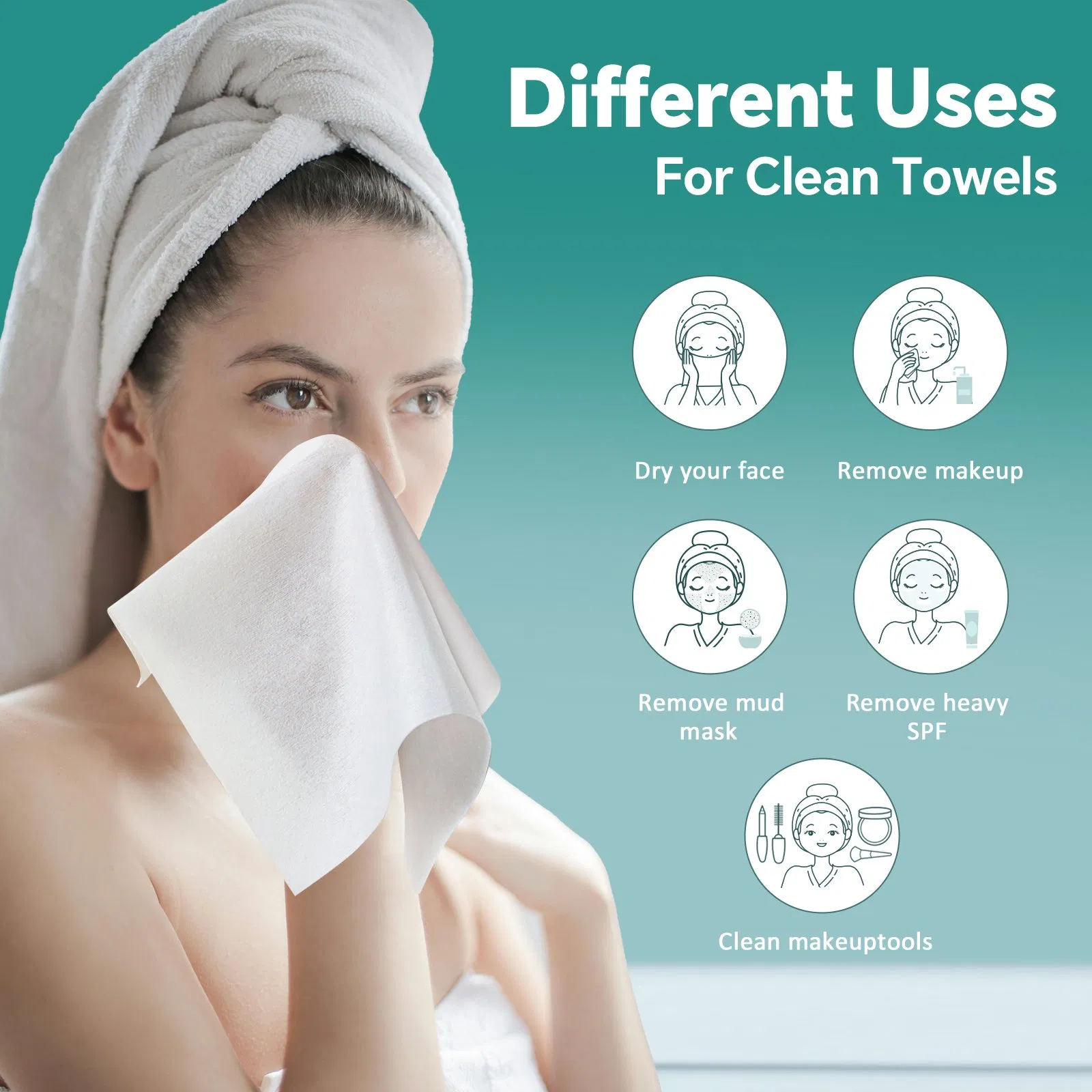 Disposable Ultra-Soft Nonwoven Cleansing Towels for Sensitive Skin Biodegradable Dry Wipes for Makeup Remover and Facial Tissue