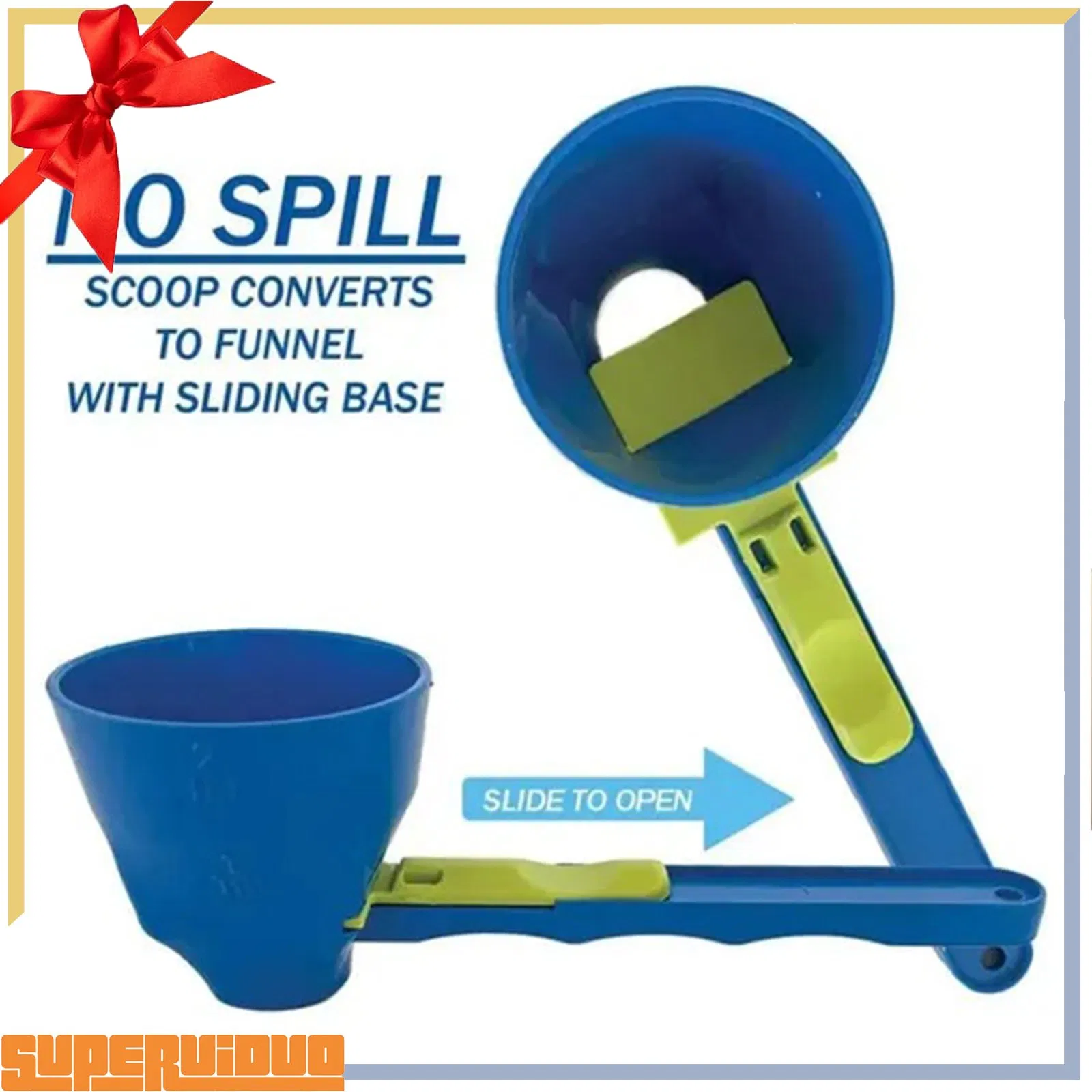 Creative One-Handed Sliding Leak-Proof Protein Coffee Measuring Funnel Scoop