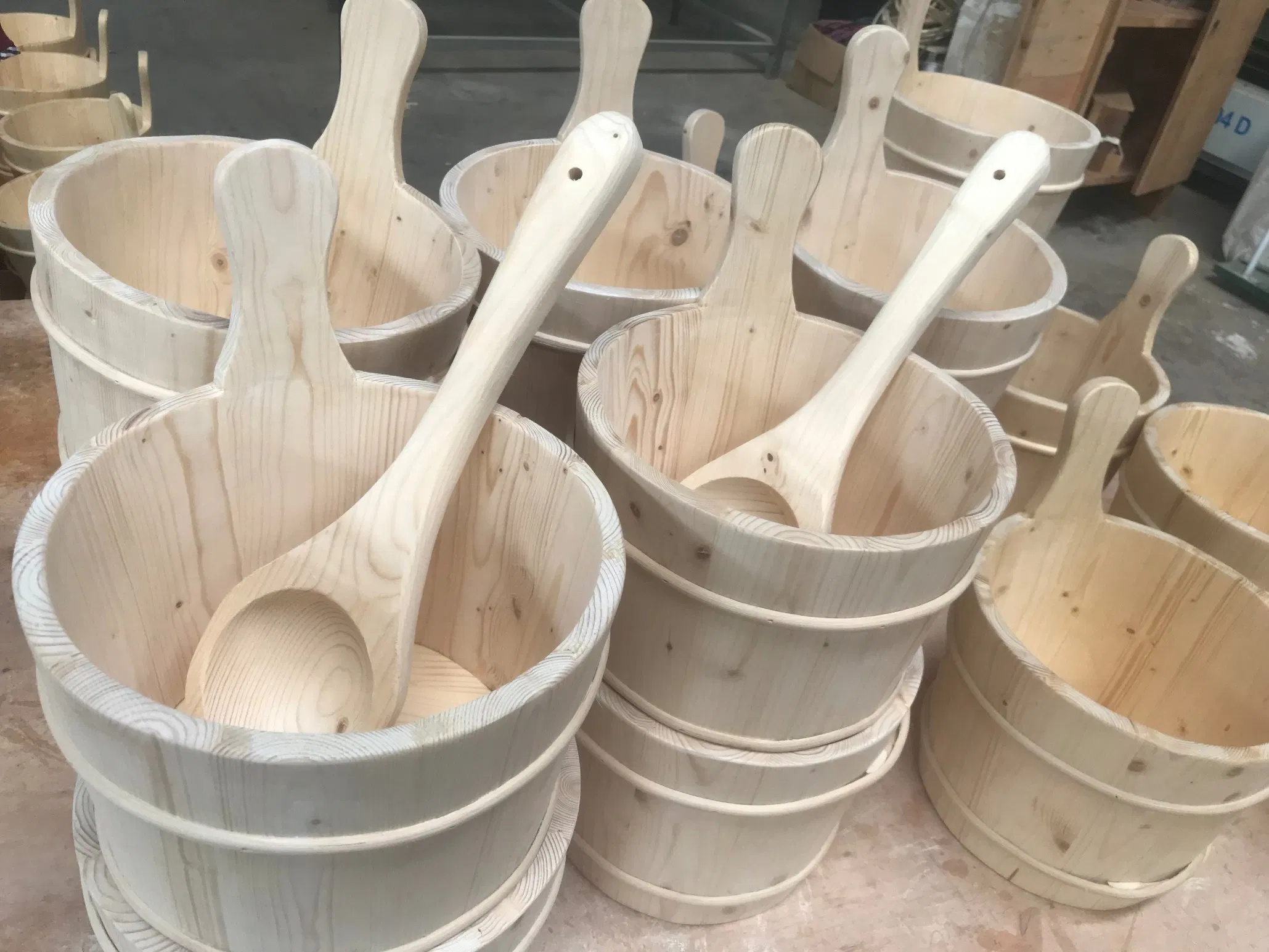 Sauna Pine Bucket with Water Ladle