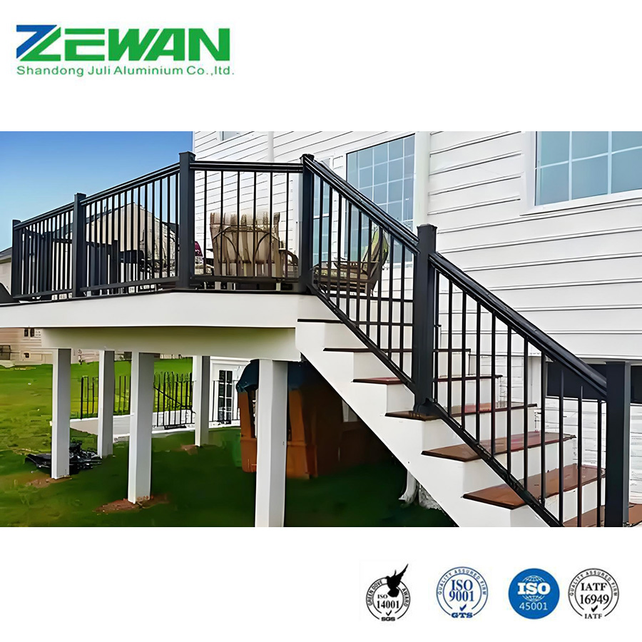 Modern Design Aluminum Balcony Deck Glass Balustrade Aluminium Handrail Railing for Stairs