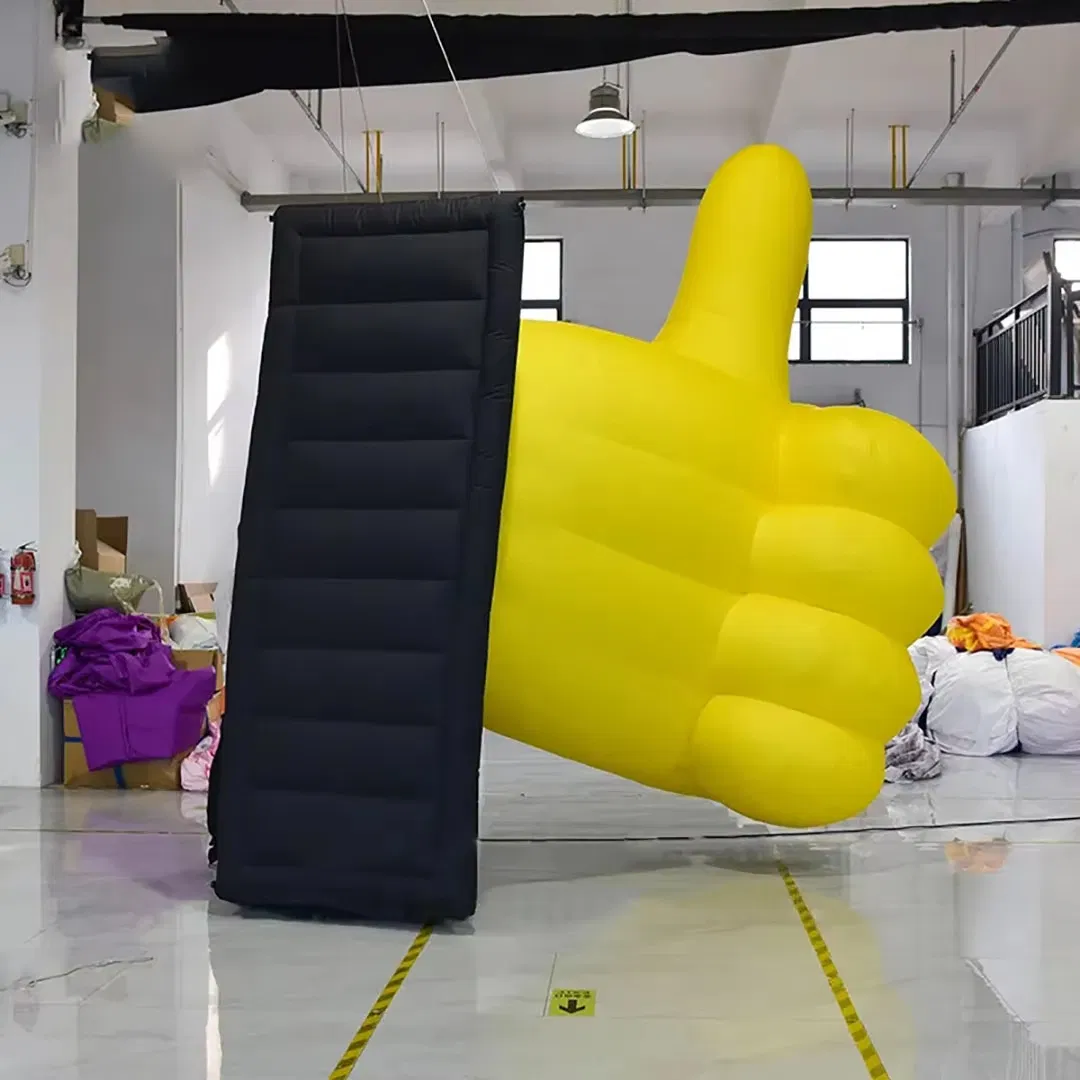 Giant Inflatable Cartoon Yellow Approval Hand Air Blow Good Gesture Model for Outdoor Event Promotion Advertising