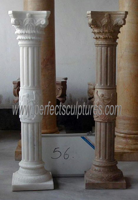 Home Interior Decorative Antique Carved Stone Column Marble Carving Pillar for Indoor Decoration (QCM134)