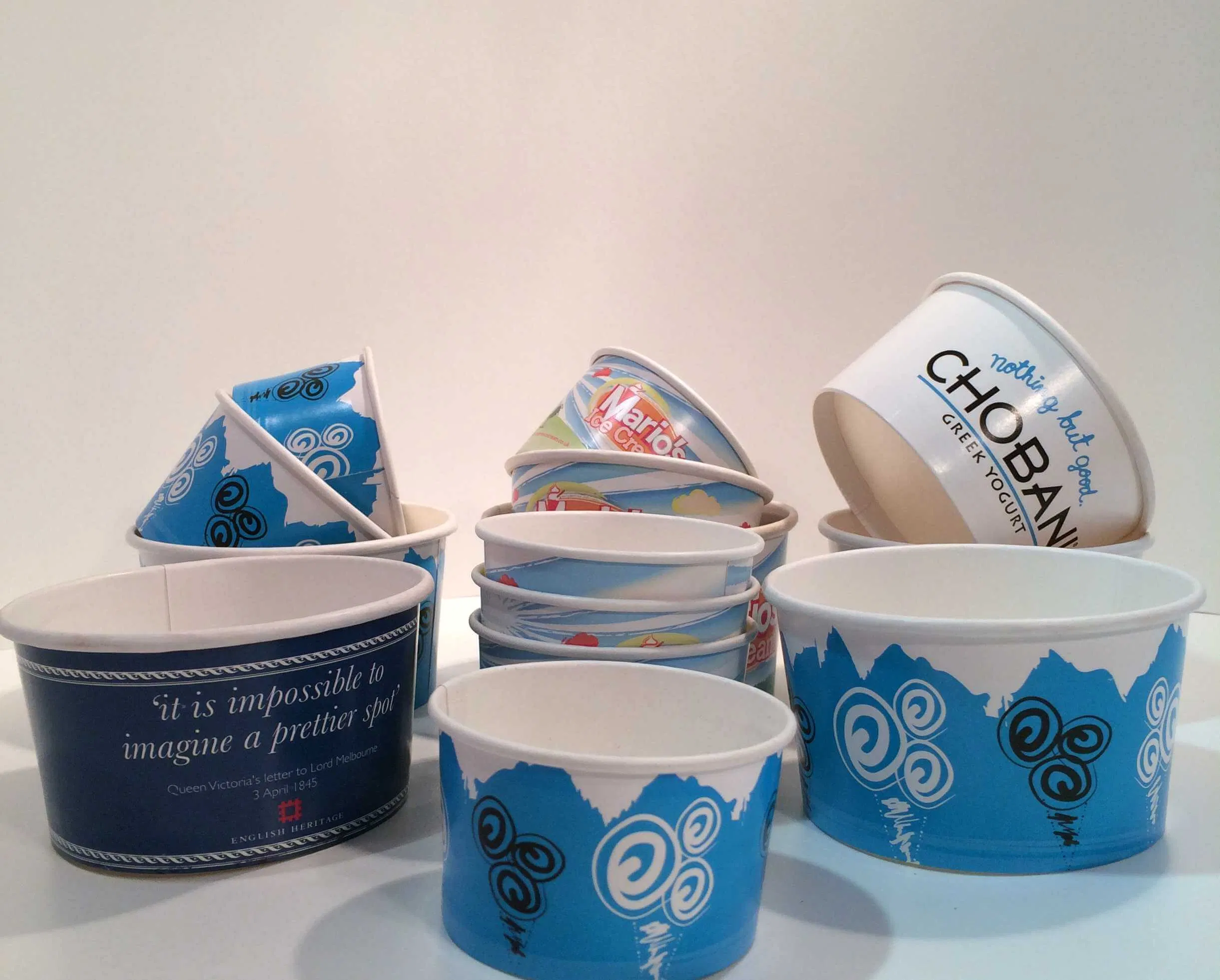 Custom Printed Highquality Eco-Friendly Disposable PP/PLA Lids Icecream Wholesale Paper Cup