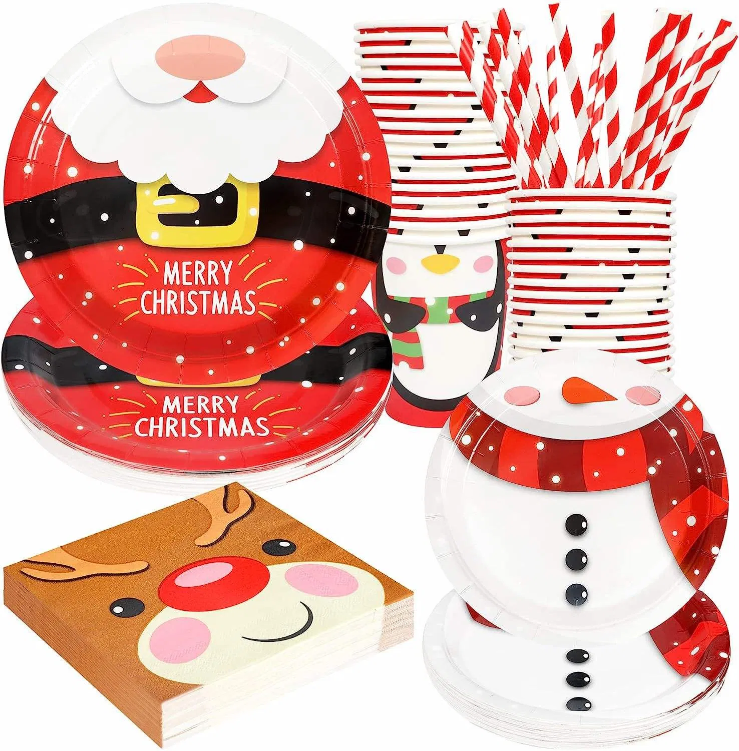 Custom Christmas Party Disposable Tableware Paper Disposable Tableware Set Christmas Supplies