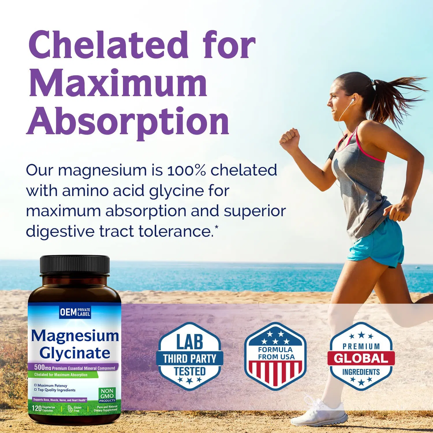 Factory Supplier Bottled Magnesium Supplement Capsules