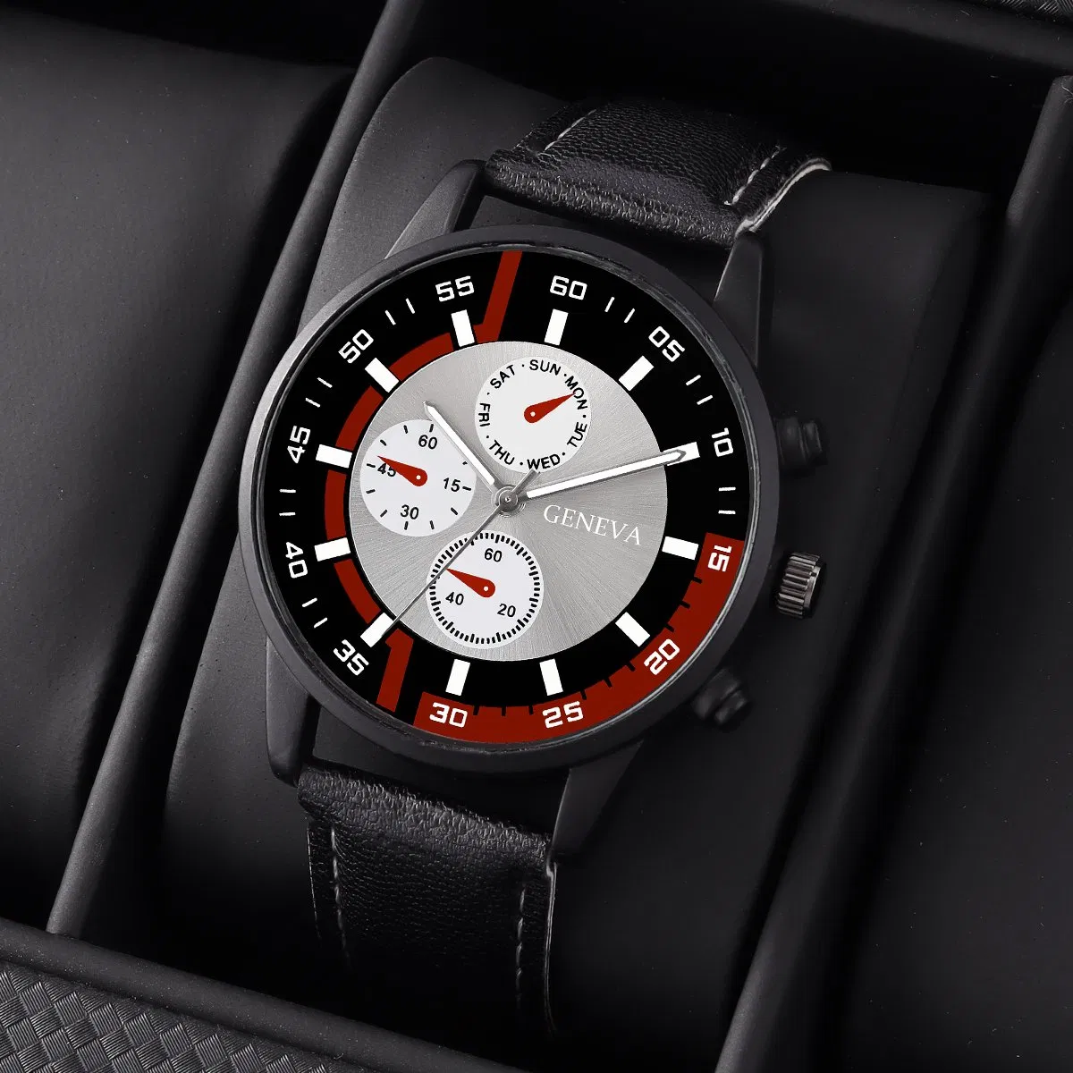 4-Piece Business Sports Men's Watch Set with PU Leather Straps