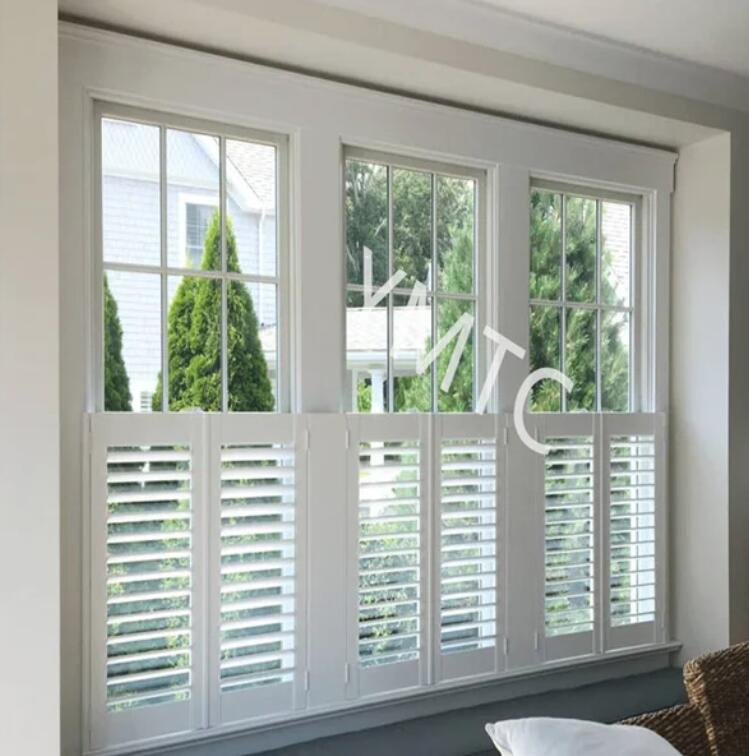 White Painted Half Window Baswood Paulownia Wood Plantation Shutter Cafe Window Shutter