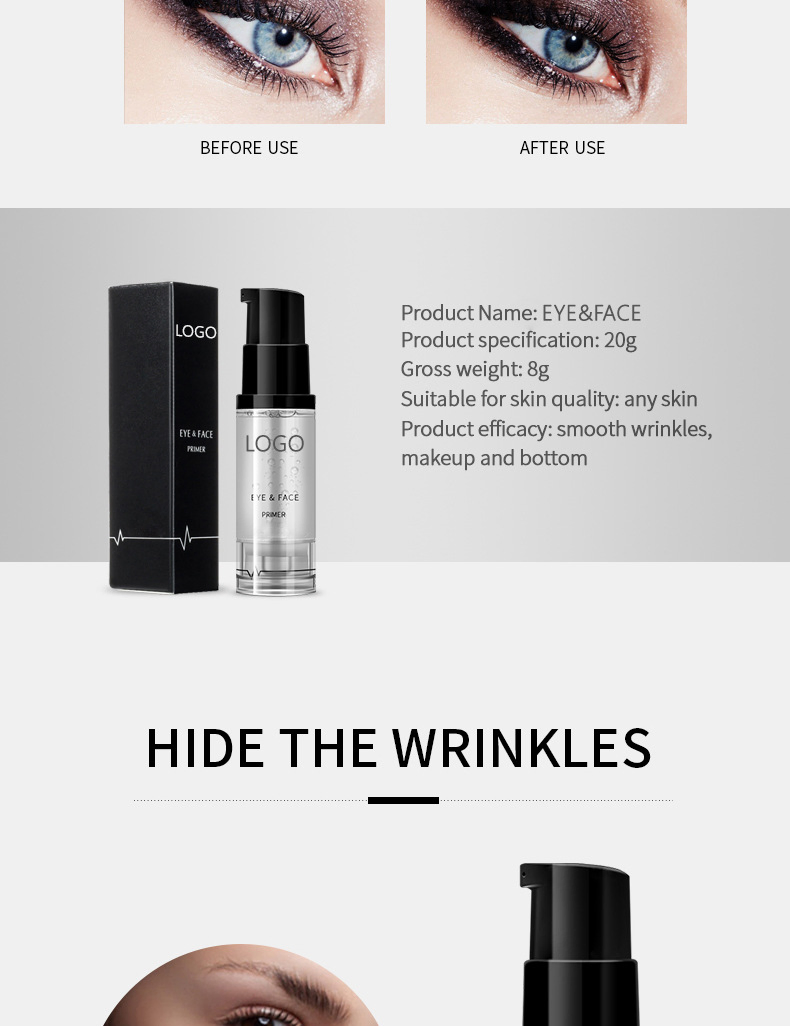 Private Label Waterproof Smoothing & Moisture Pore Invisible Face & Eyes Makeup Base Primer