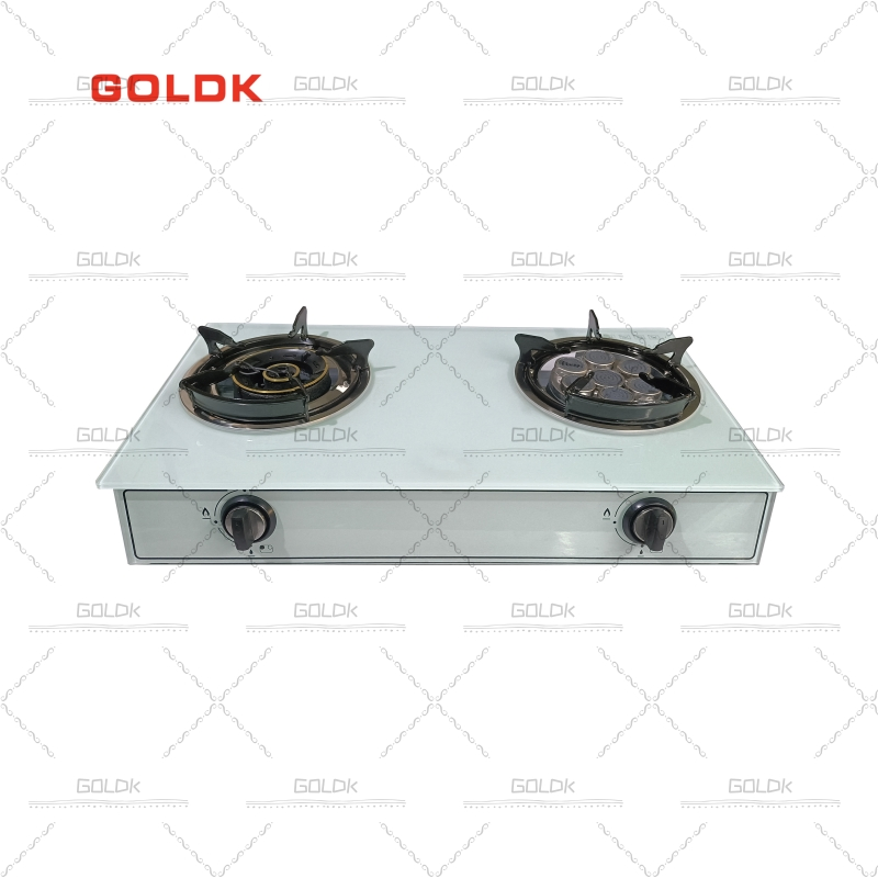 Goldk GS-238 Premium Quality Inner Tempered Glass 2 Burner Table Gas Stove