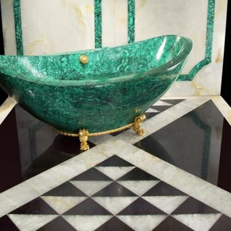 Hotel Luxury Natural Green Malachite Gemstone Bathtub