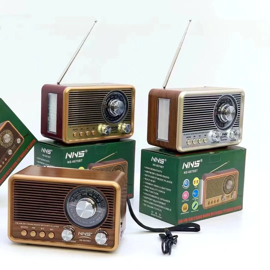 Радио-колонка NS-6676BT в деревянном корпусе с Bluetooth