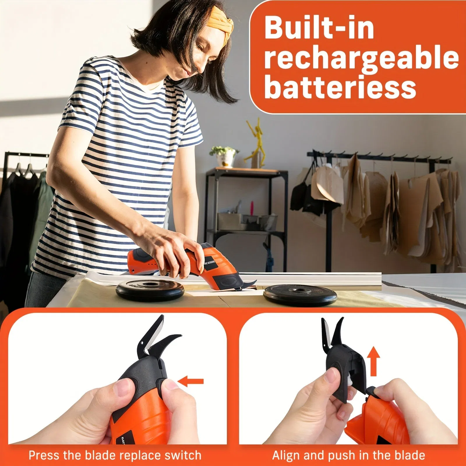 Аккумуляторные электрические ножницы 4V для ткани и картона