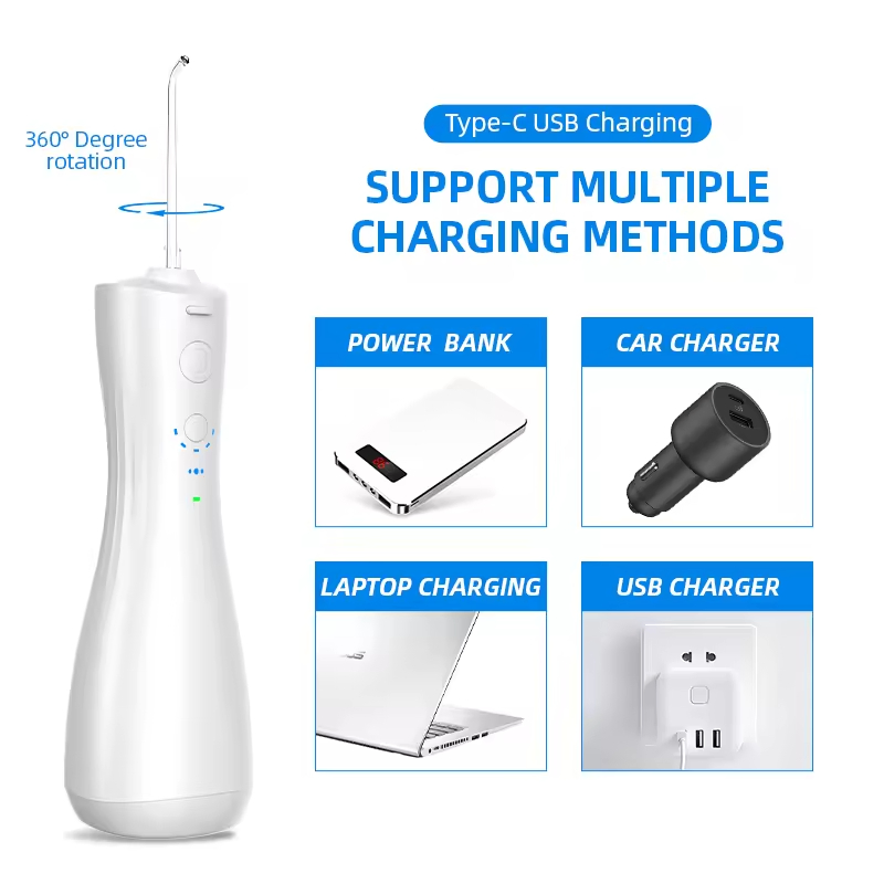 High Quality Handheld 250ml 6 Modes Powerful Pulse Dental Flosser Deep Cleaning Rechargeable Water Flosser