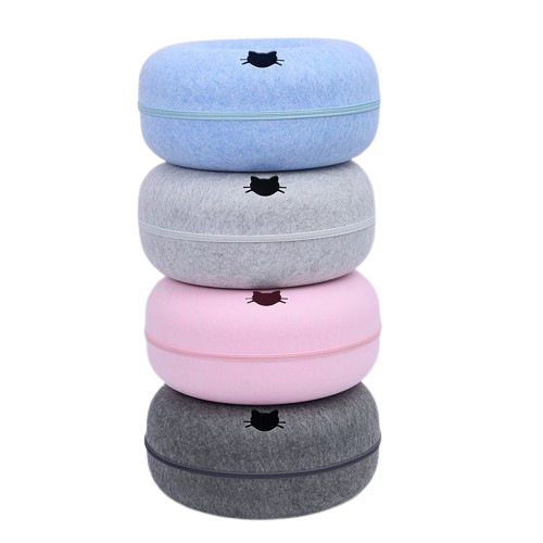 Durable Felt Half-Enclosed Cat Nest with Tunnel Feature