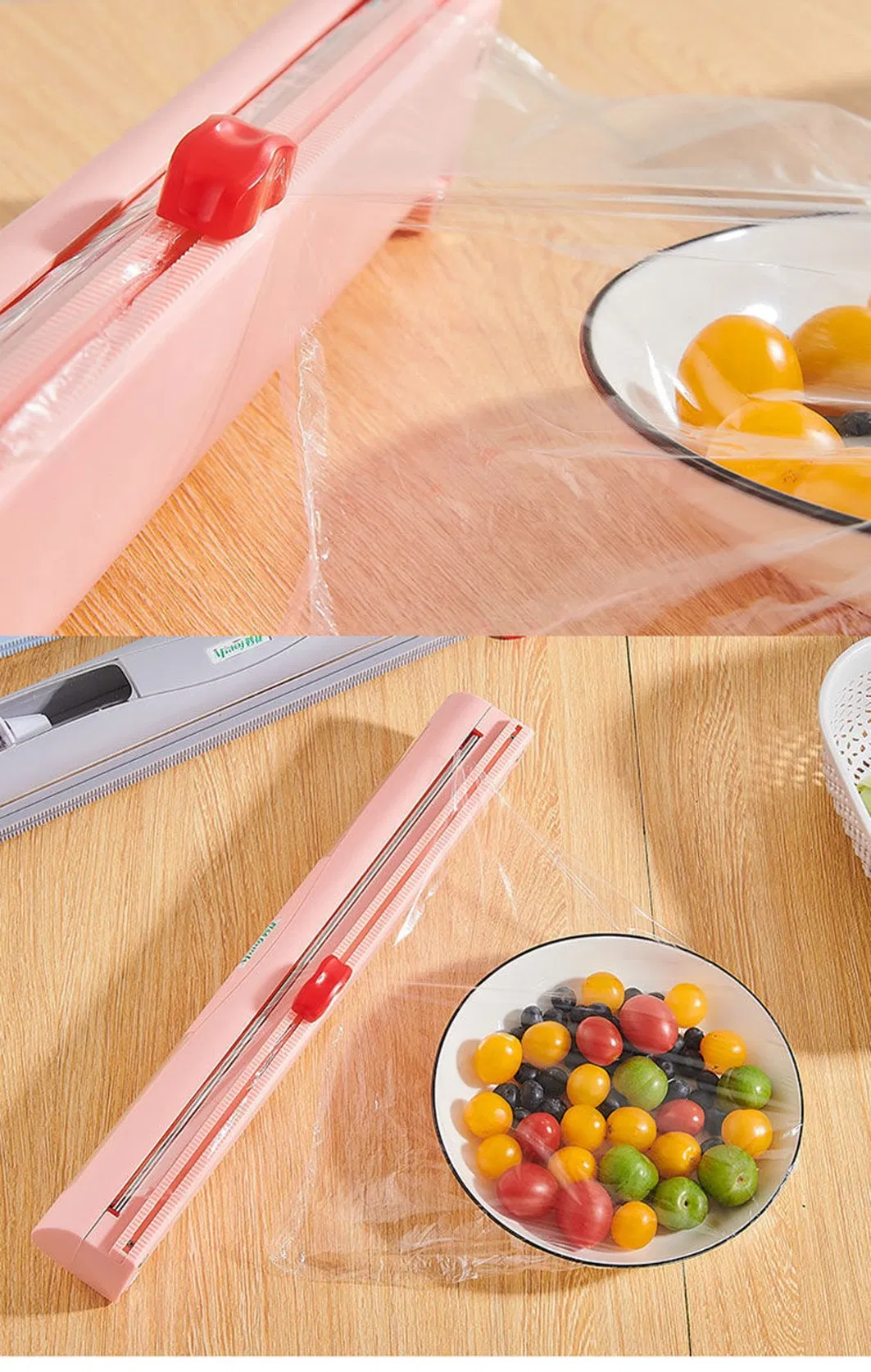 1 Roll Plastic Wrap Included Plastic Wrap Dispenser with Cutter Reusable Cling Film Dispenser