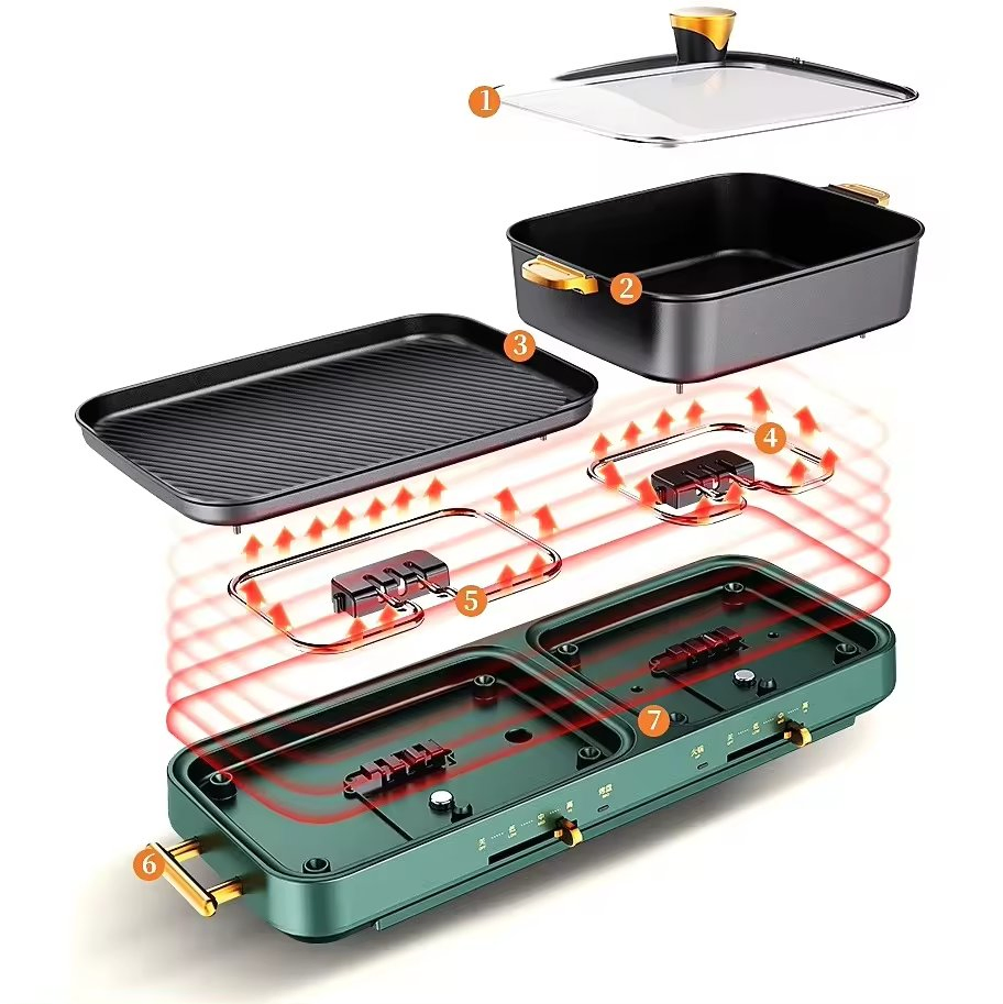 Hot Sale 2 in 1 BBQ Grill Detachable Hot Pot Multi-Functional Electric Grill