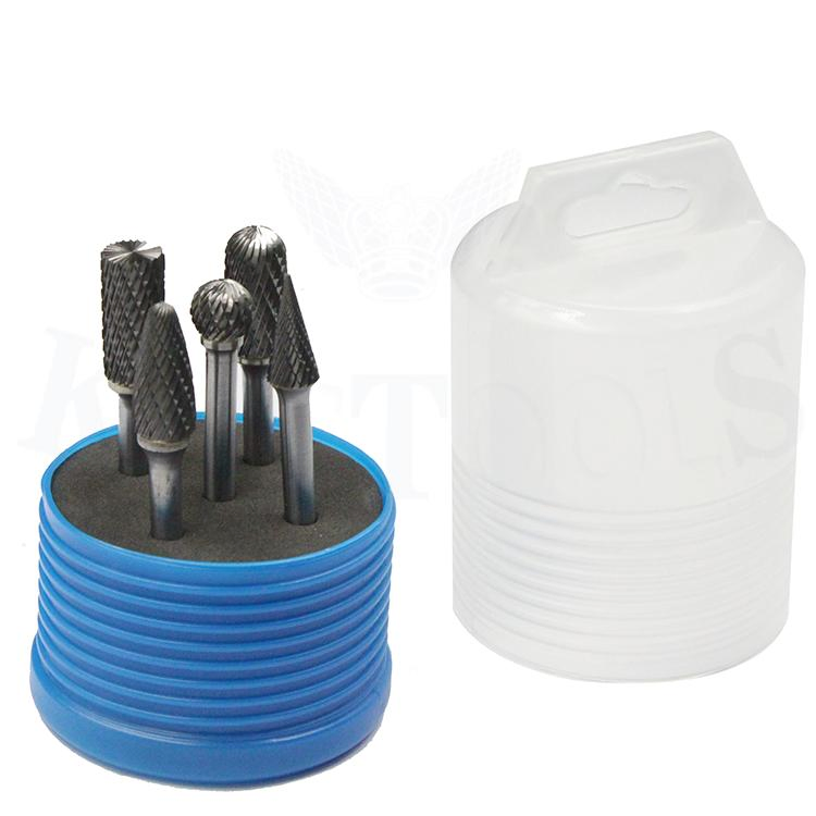 5PCS Carbide Burrs Set with 1/4 Inch Shank Double Cut Solid Power Tools Tungsten Carbide Rotary Files Bits for Die Grinder Metal