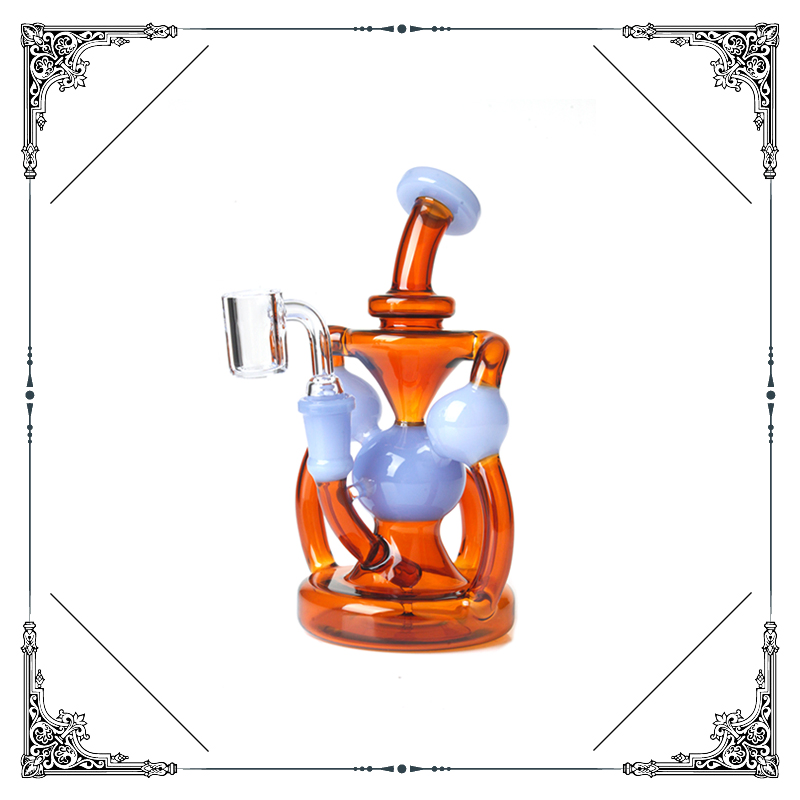New Design 14.4 mm Quartz Banger Smoking Glass Water Pipe DAB Rig Recycler Oil Rig Wholesale